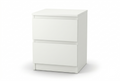 White dresser with two drawers on a white background