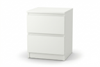 White dresser with two drawers on a white background