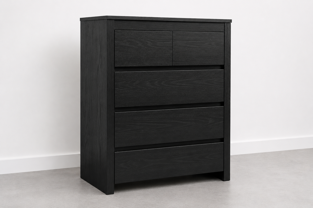 5-drawer Tall Boy - Natural Wood or Black Options