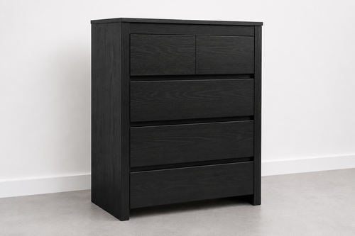 5-drawer Tall Boy - Natural Wood or Black Options