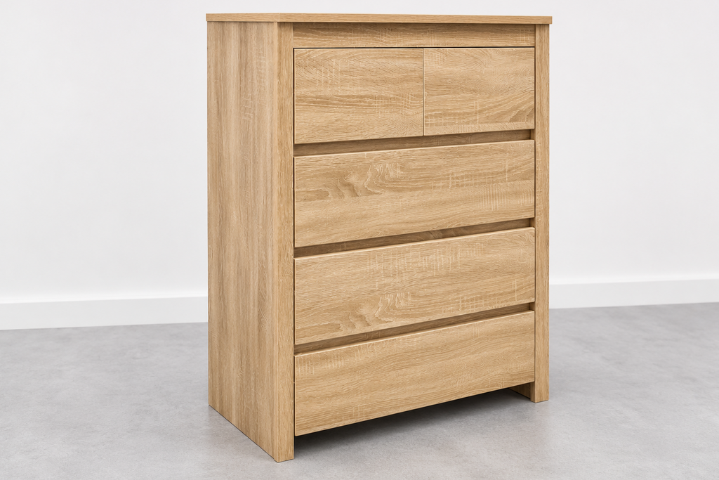 5-drawer Tall Boy - Natural Wood or Black Options
