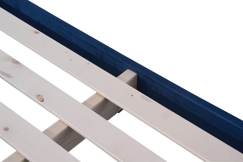 Solid Wood Bed Frame with velvet fabric -  Frame Only