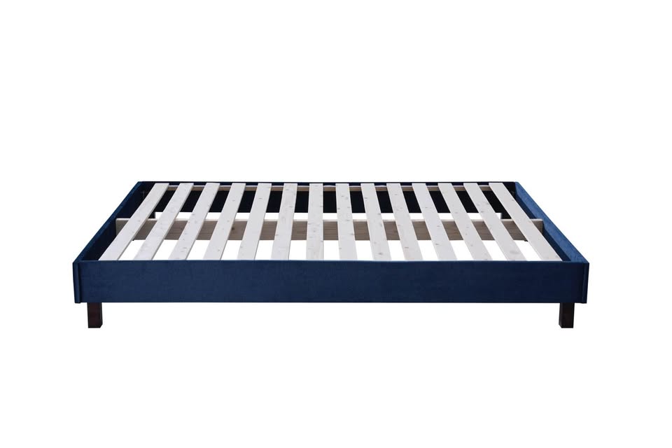 Solid Wood Bed Frame with velvet fabric -  Frame Only