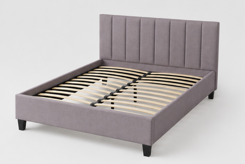 COMFORTA Upholstered Bed Frame with Headboard - Linen Gray