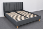 Designed Bed Frame with headboard and Solid wood Slats/Steel