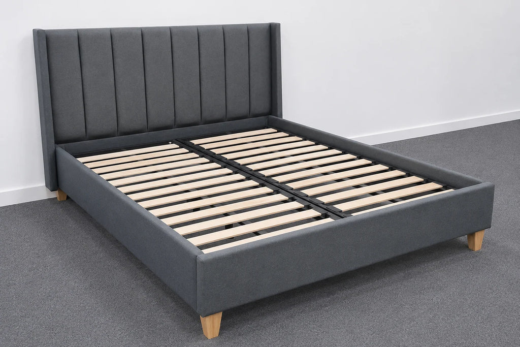 SERENE LUXE Upholstered Bed & Mattress Package - Queen Size -  Charcoal Gray Color