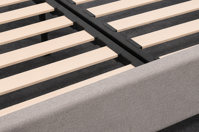 Designed Bed Frame with headboard and Solid wood Slats/Steel