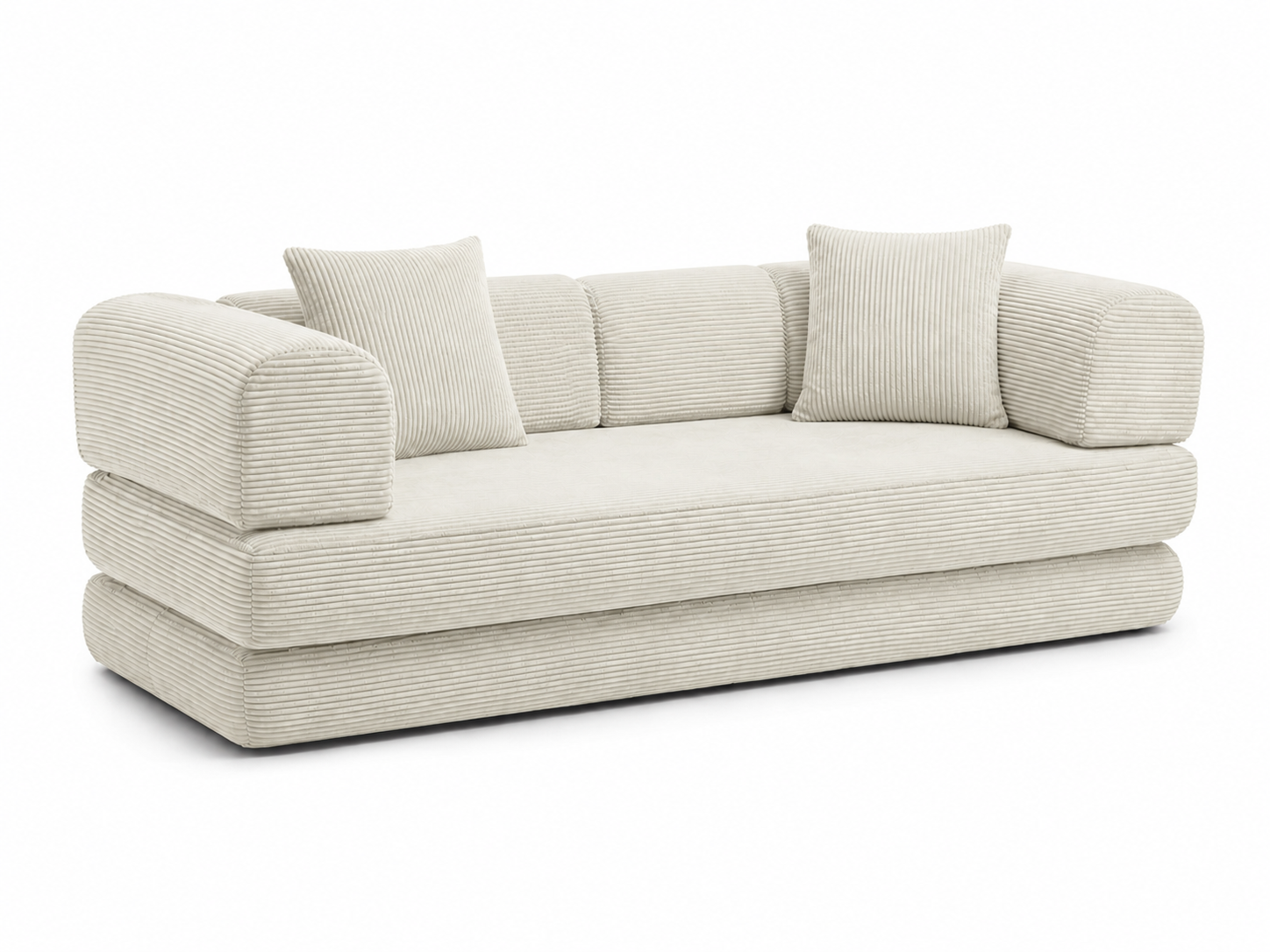 Double Sofa Bed - Modern Rounded Design - Green