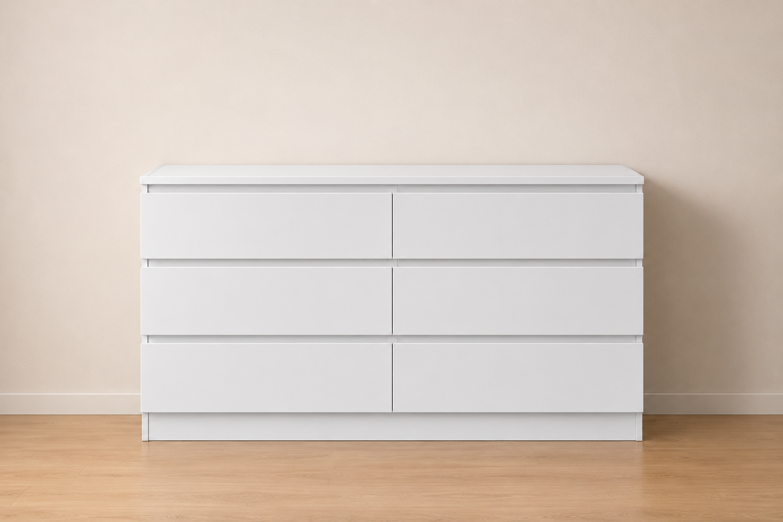 NORDIC 6 Drawer Lowboy Chest 160cm - White