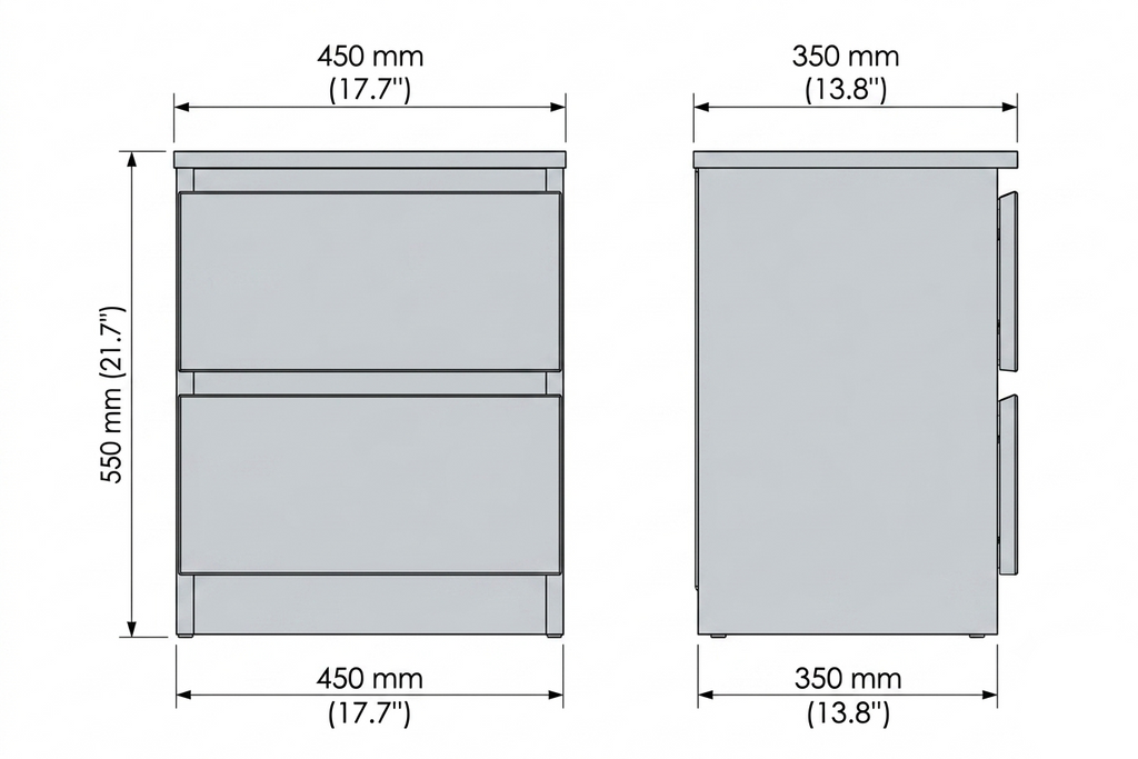 NORDIC_2_Drawer_Bedside_Table_Dimensions