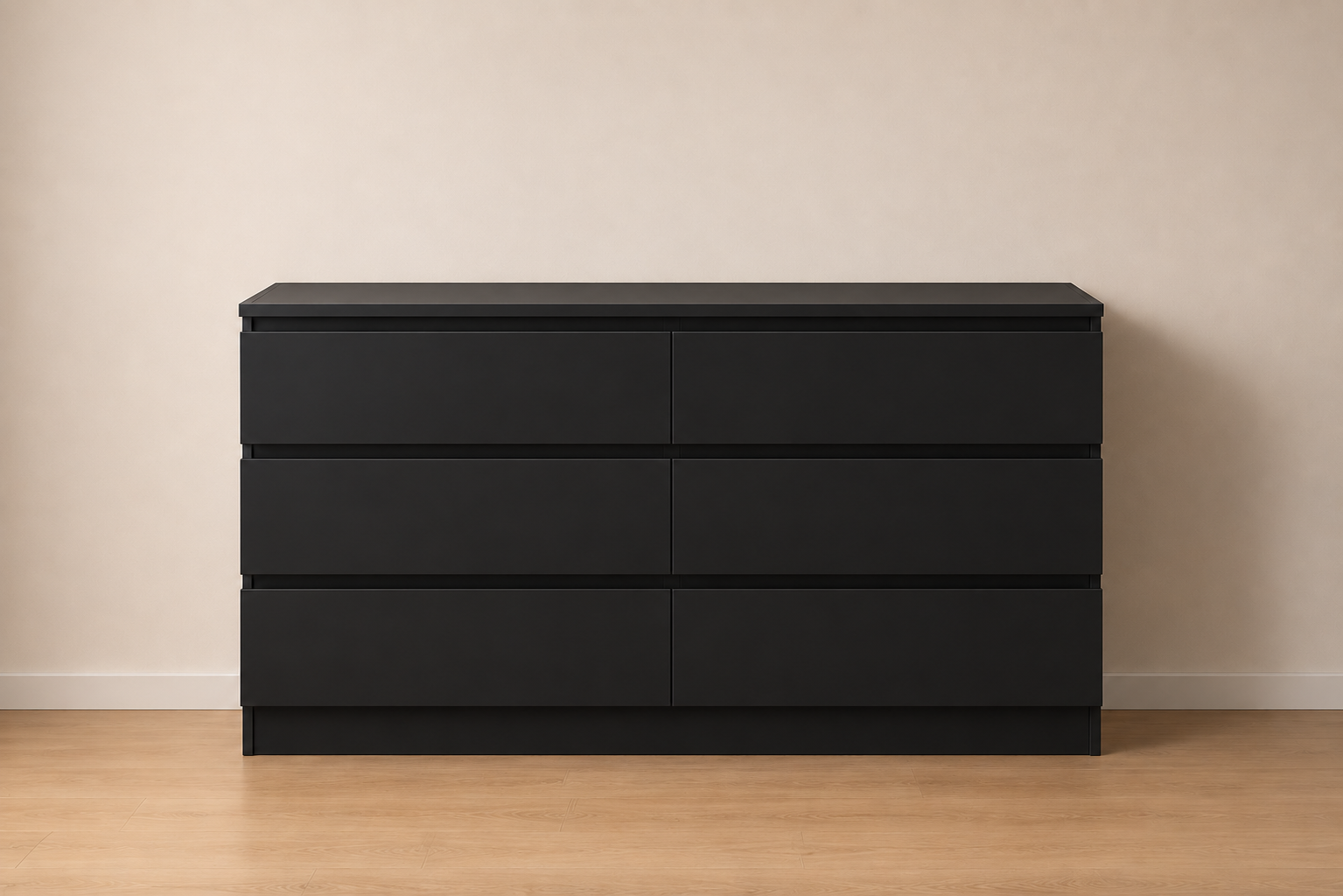 NORDIC 6 Drawer Lowboy Chest 160cm - Black