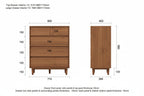NORDWOOD Solid Wood 5 Drawer Tallboy - Natural Wood Color
