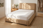 Polar Fleece Upholstered bed frame -Queen - Camel/Beige Color