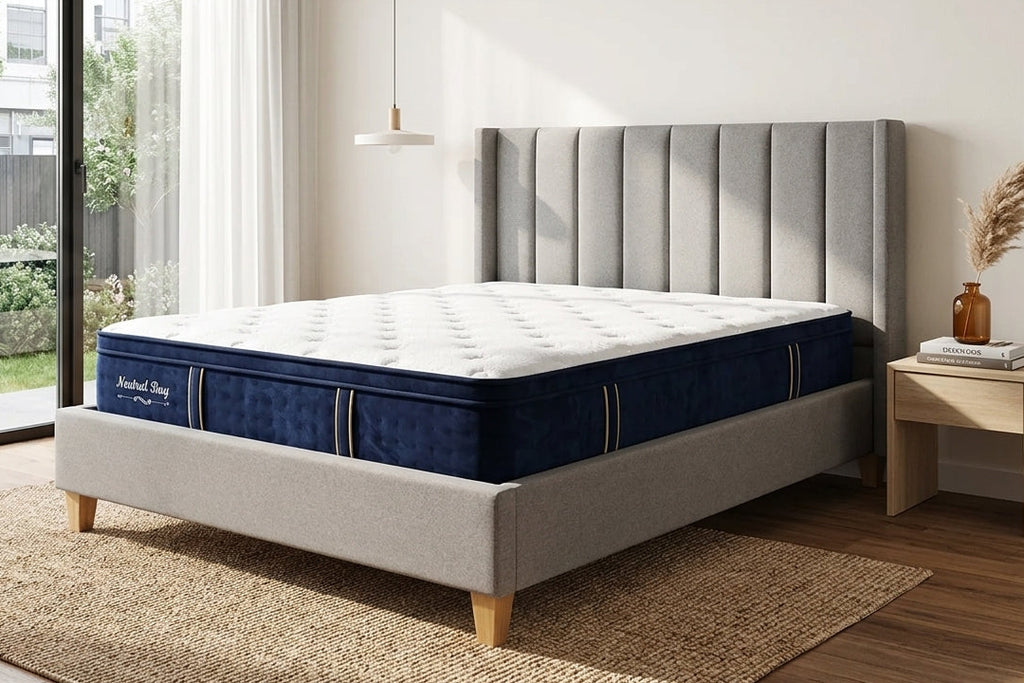 SERENE LUXE Upholstered Bed & Mattress Package - King Size -  Linen Gray Color
