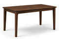 Solid Rubber Wood Dining Table 160cm - Walnut Color