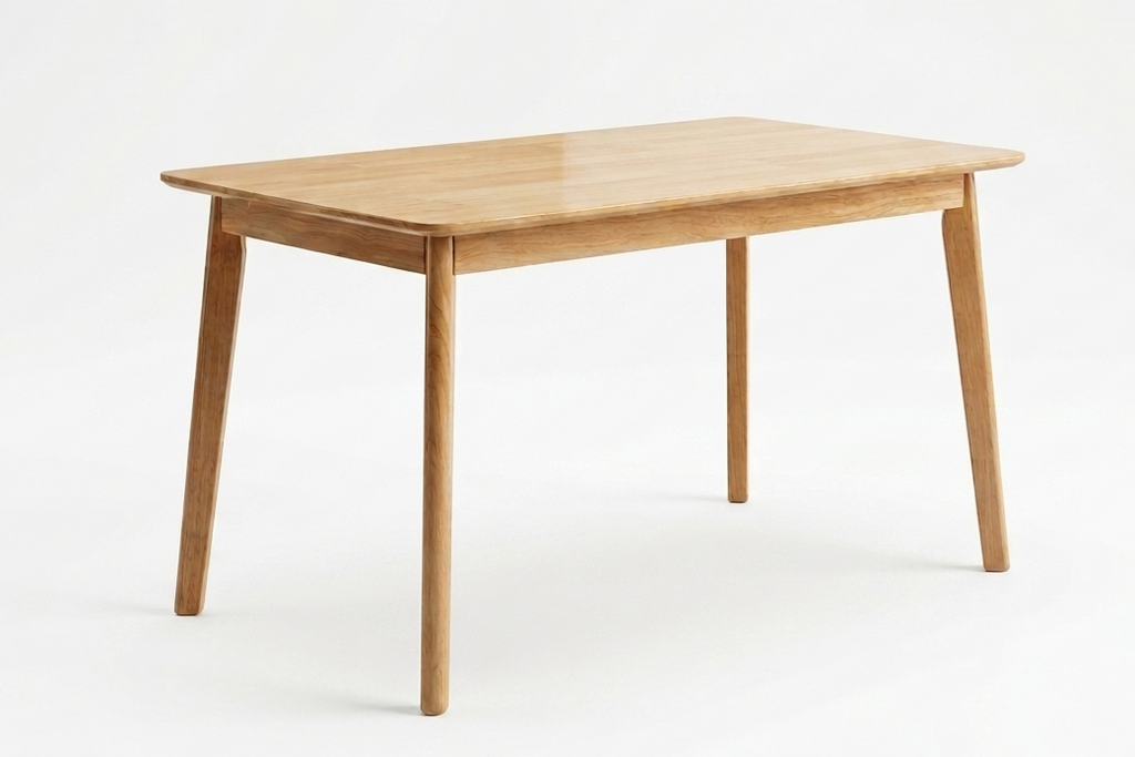 Log Color Solid wood dining table with round corners and angled legs