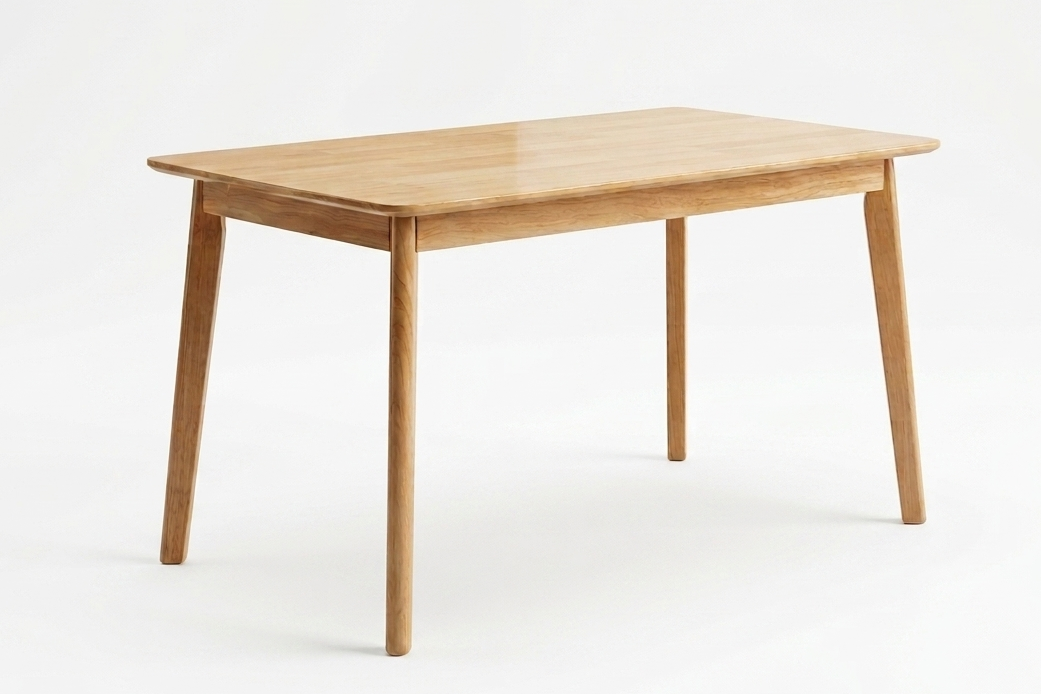 Log Color Solid wood dining table with round corners and angled legs