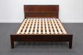 Solid Wood Bed Frame with Headboard (Walnut Color)