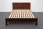 Solid Wood Bed Frame with Headboard (Walnut Color)
