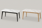 Stone Top Dining Table 160cm - Natural Wood Legs