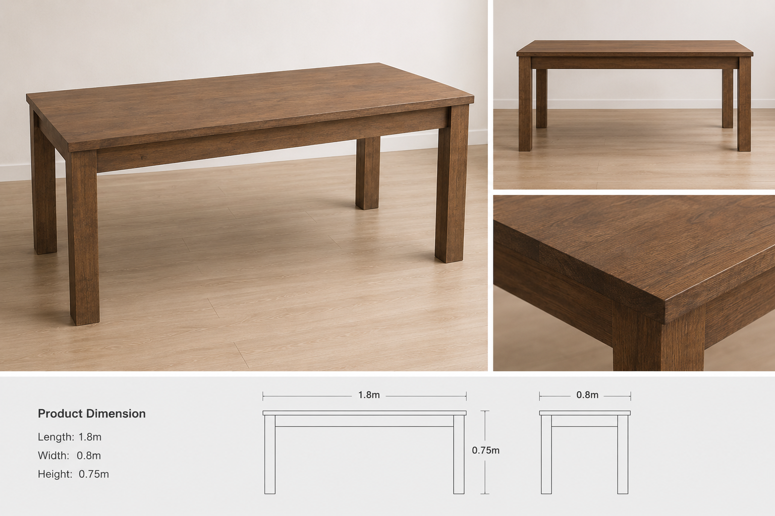 Dining Table-1.8m-Walnut
