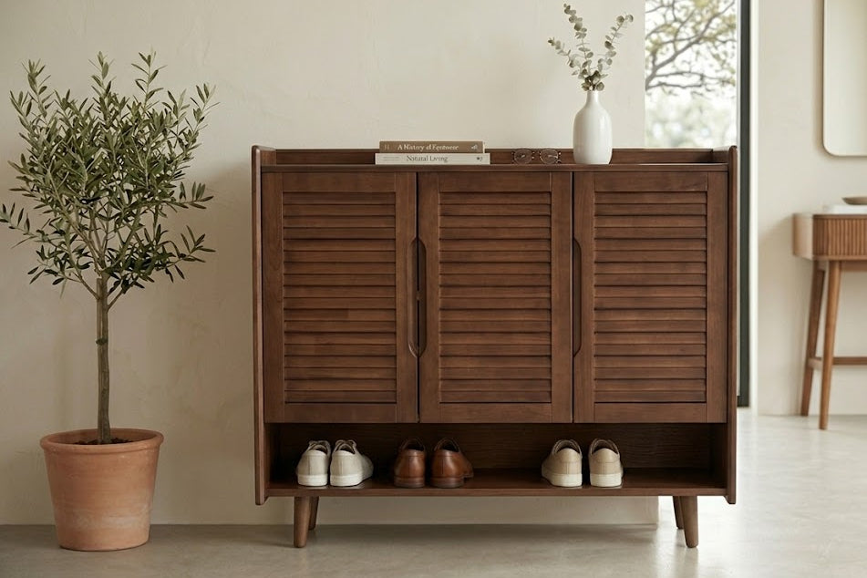Solid Rubber Wood Shoe Cabinet-2 doors-3 doors