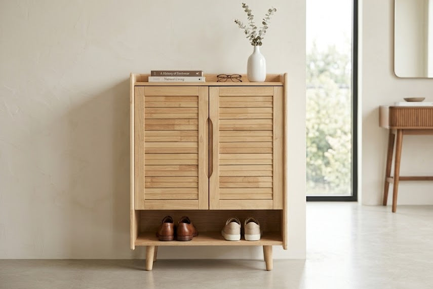 Solid Rubber Wood Shoe Cabinet-2 doors-3 doors